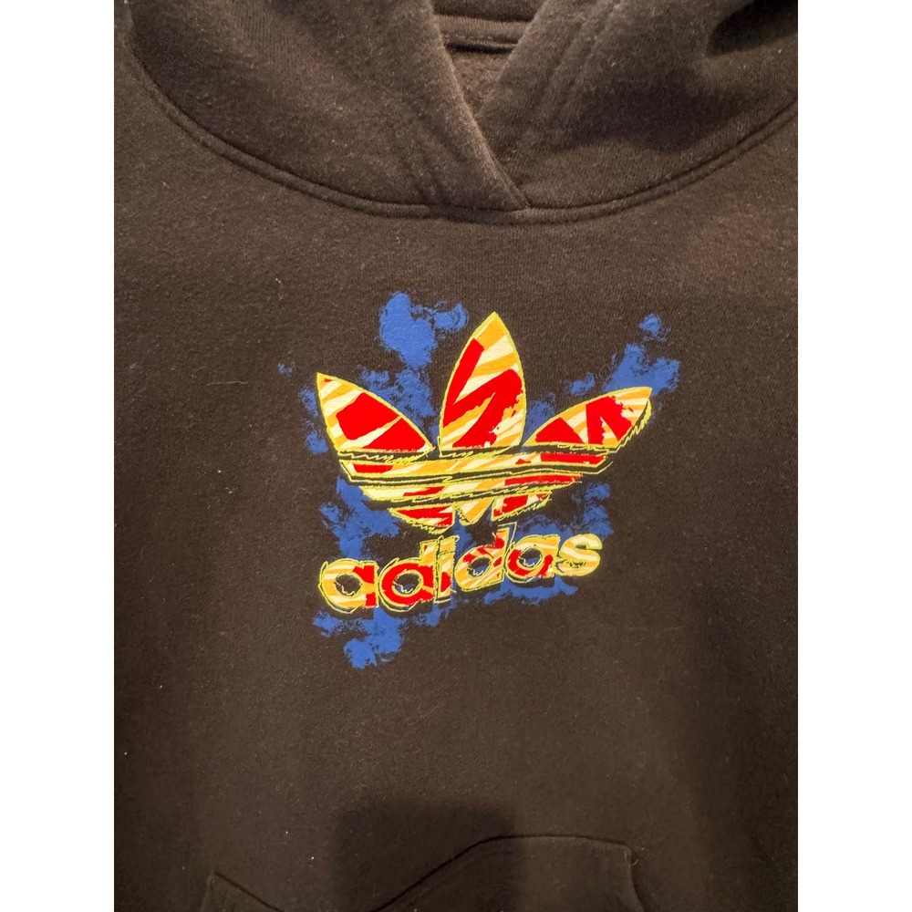 Adidas Originals Mens Trefoil Graphic Hoodie Black Multi Color Logo Small - Picture 2 of 4
